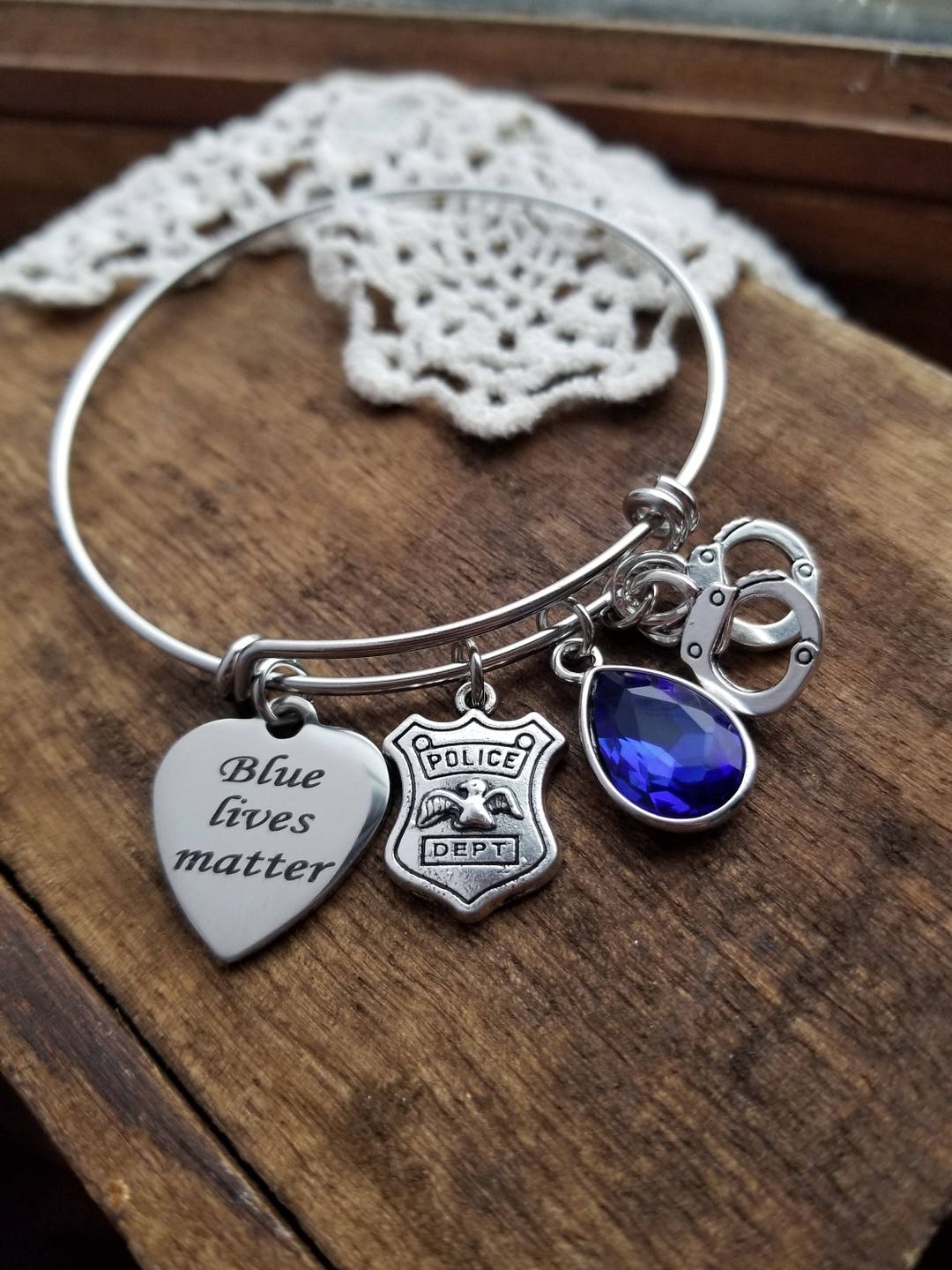 Law Enforcement Graduation Gifts, Blue Lives Matter Bangle Bracelet