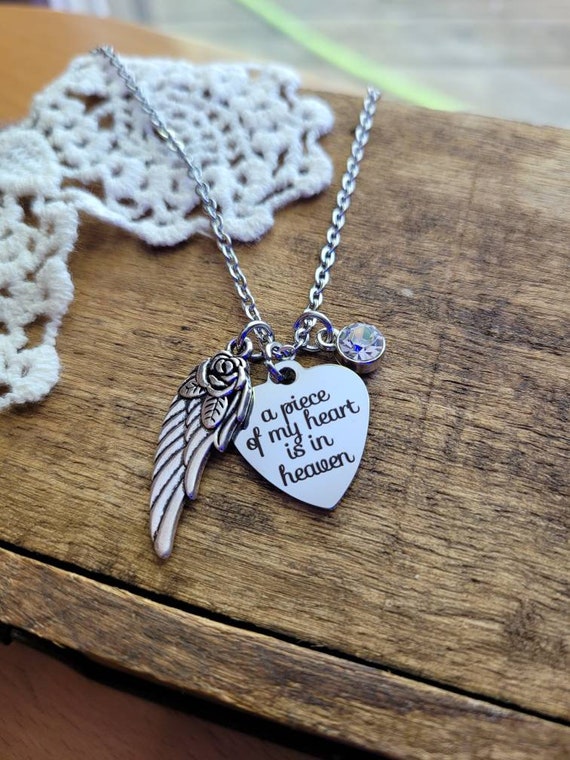 Memorial Necklace Memorial Gift a Piece of My Heart is in | Etsy