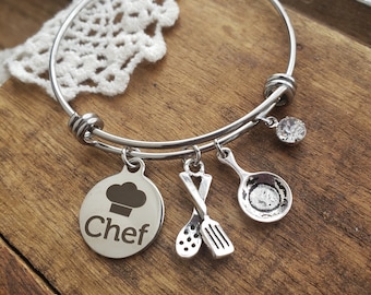 Gift for a Chef, chef gifts, gift for culinary student graduation, chef bracelet, food jewelry, gift for chef, culinary arts graduation gift