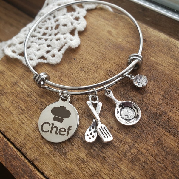 Gift for a Chef, chef gifts, gift for culinary student graduation, chef bracelet, food jewelry, gift for chef, culinary arts graduation gift