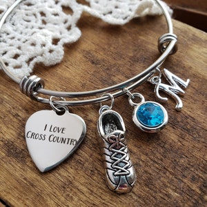 Gift for runner, cross country runner gift, I love cross country bracelet, personalized gift for a runner, gift for an athlete,