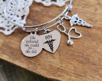 Nurse RN Charm Bracelet #1 Appreciation Graduation Syringe