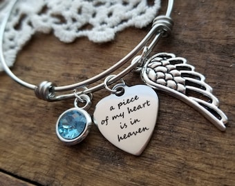 Herdenkingsarmband, herdenkingscadeau, een stukje van mijn hart is in de hemel armband, engelvleugelarmband, hemelarmband, ter nagedachtenis aan moeder vader