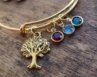 tree of life bracelet, personalized gift for mom, personalized gift for grandma,  birthstone  bracelet, family tree bracelet, grandchildren
