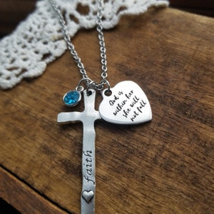 God is within her she will not fall, christian jewelry, confirmation gift, gift for teen girl, religious gifts, baptism gift, graduation gif