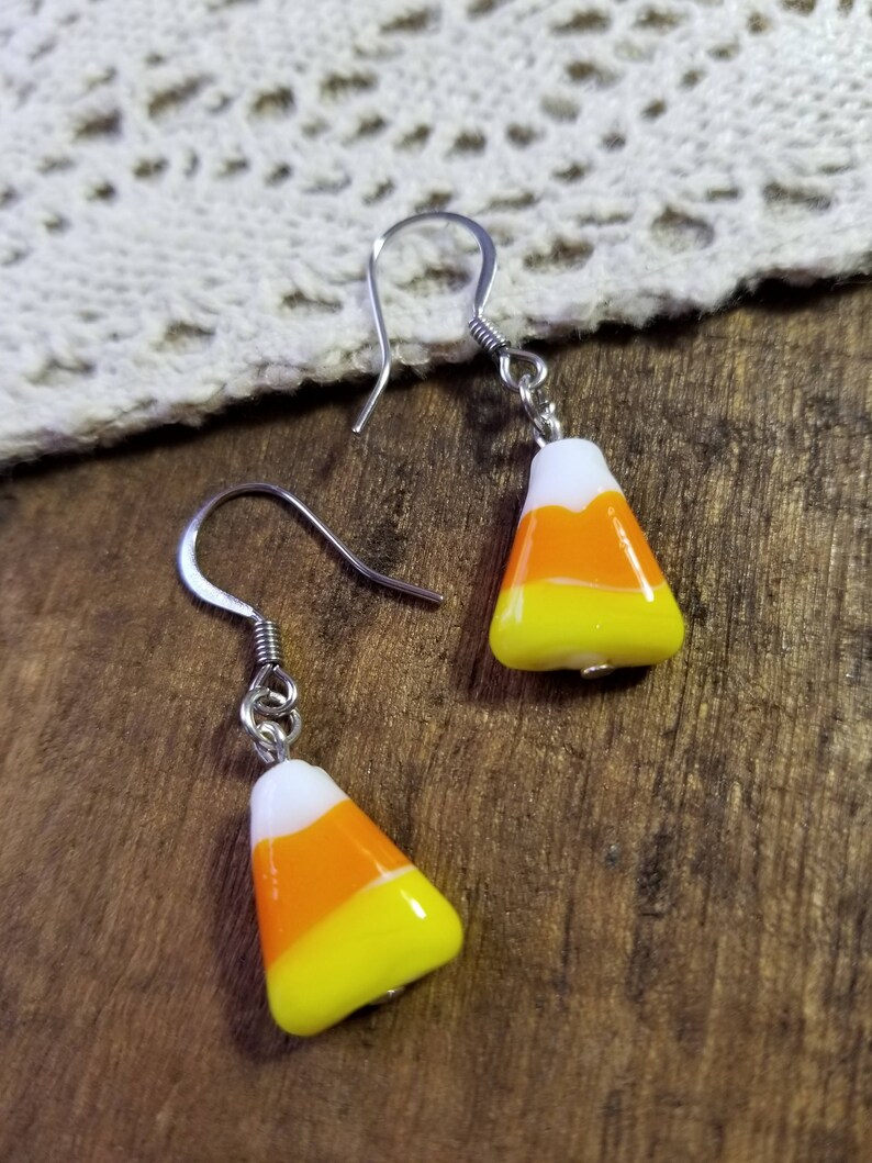Candy corn earrings candy corn jewelry Halloween earrings Etsy