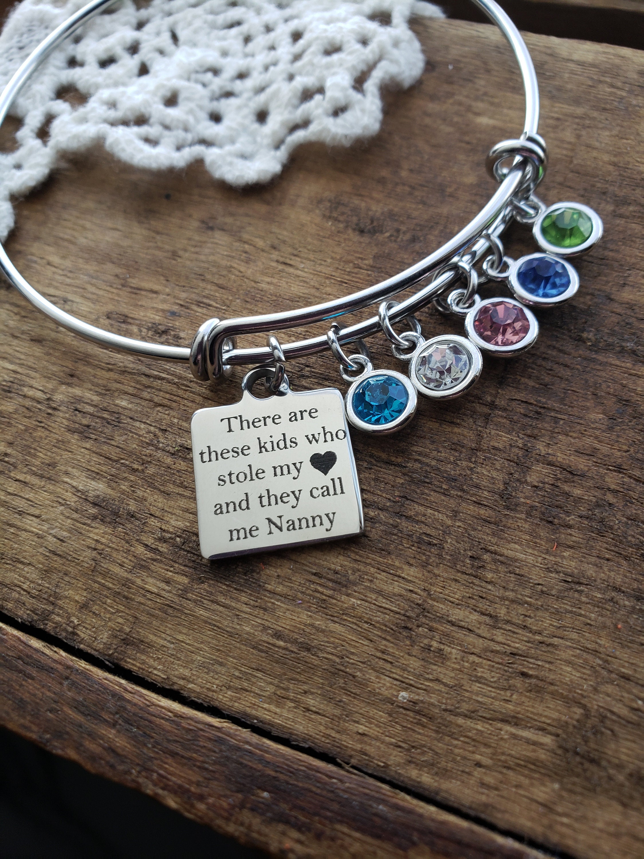 Personalized Mother s Day Gift for Nanny Nanny Bracelet Nanny Birthstone Charm Bracelet Family Tree Birthstone Bracelet Gift for Nanny Etsy