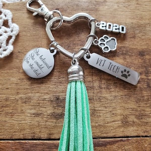 Graduation gift for vet tech, vet tech graduation gift, vet tech keychain,  vet tech keyfob, veterinarian technician gift, veterinarian grad