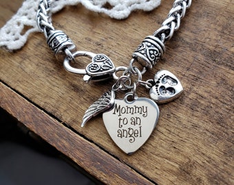 Miscarriage Memorial bracelet, infant loss jewelry, baby memorial gift, mommy to an angel charm bracelet, rainbow baby, miscarriage jewelry