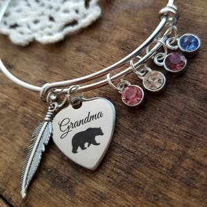 Personalized gift for grandma, grandma birthstone bracelet, grandma bear gifts, grandma bear bracelet,  personalized grandma jewelry