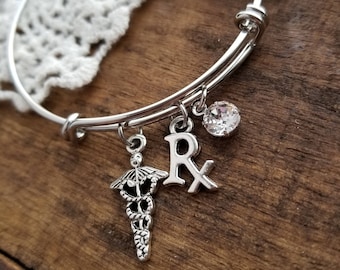 Cadeau voor apotheker cadeau voor apotheker technicus armband apotheker bedelarmband RX bedelarmband, afstudeercadeau voor apotheker