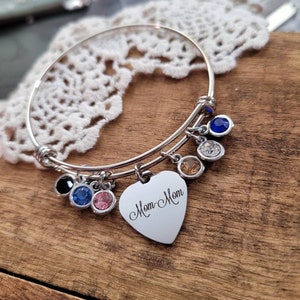 Gift for Mom-mom, personalized mom mom birthstone bracelet,mom mom gift, birthstone bangle bracelet,  grandchildrens birthstone jewelry