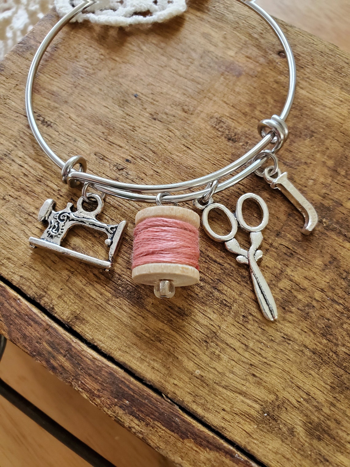 Sewing Charm Bracelet Personalized Gift for Quilter Gift for Etsy