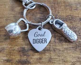 Goal digger fitness keychain, gift for coach trainer fitness lover, fitness gift idea, motivational gift, weightloss gift, weightloss keyfob
