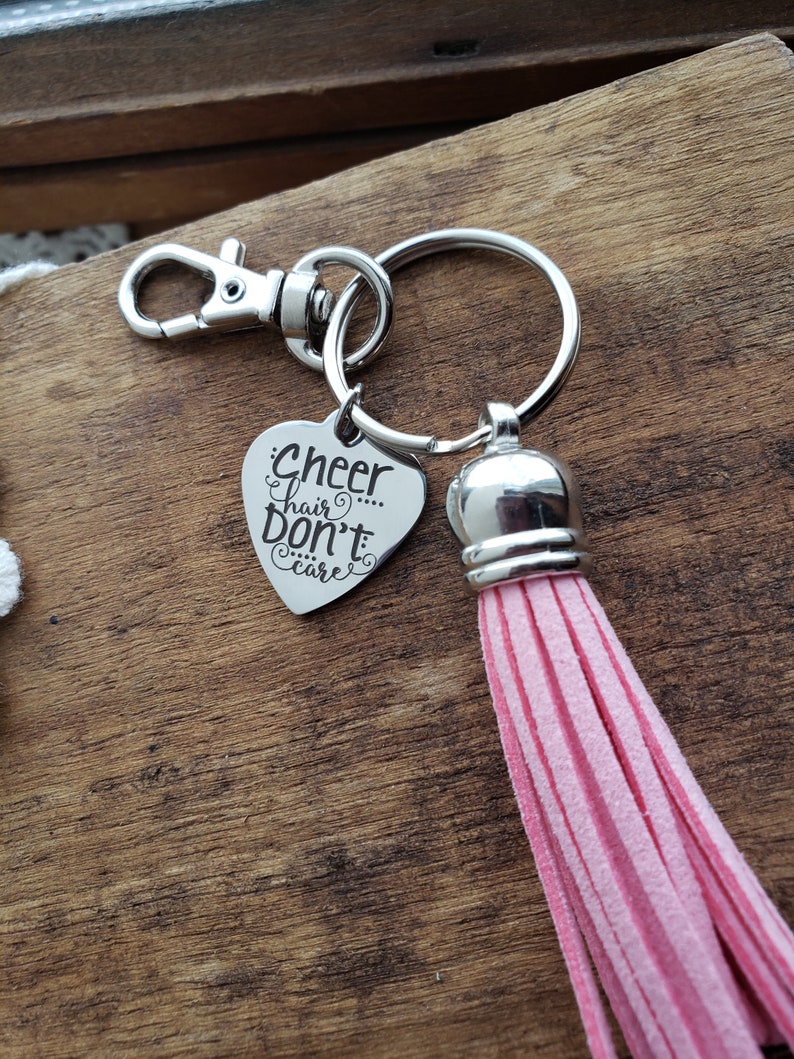 cheerleader keychain gift for teen girl gift for high school cheerleaders cheer hair don/'t care keychain Gift for cheerleader