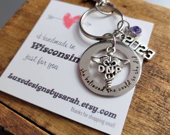 Gift for doctor of nursing practice, DNP graduation gift, she believed she could so she did keychain, doctor of nursing keychain gift 2024