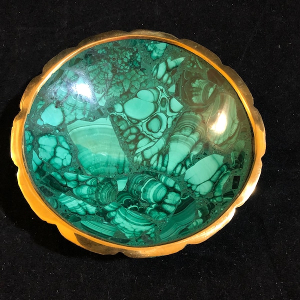 Malachite Crystal Round Bowl 4”