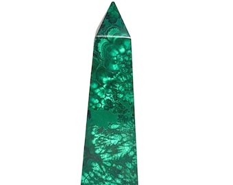 Green Malachite Healing Crystal Stone Obelisk Tower
