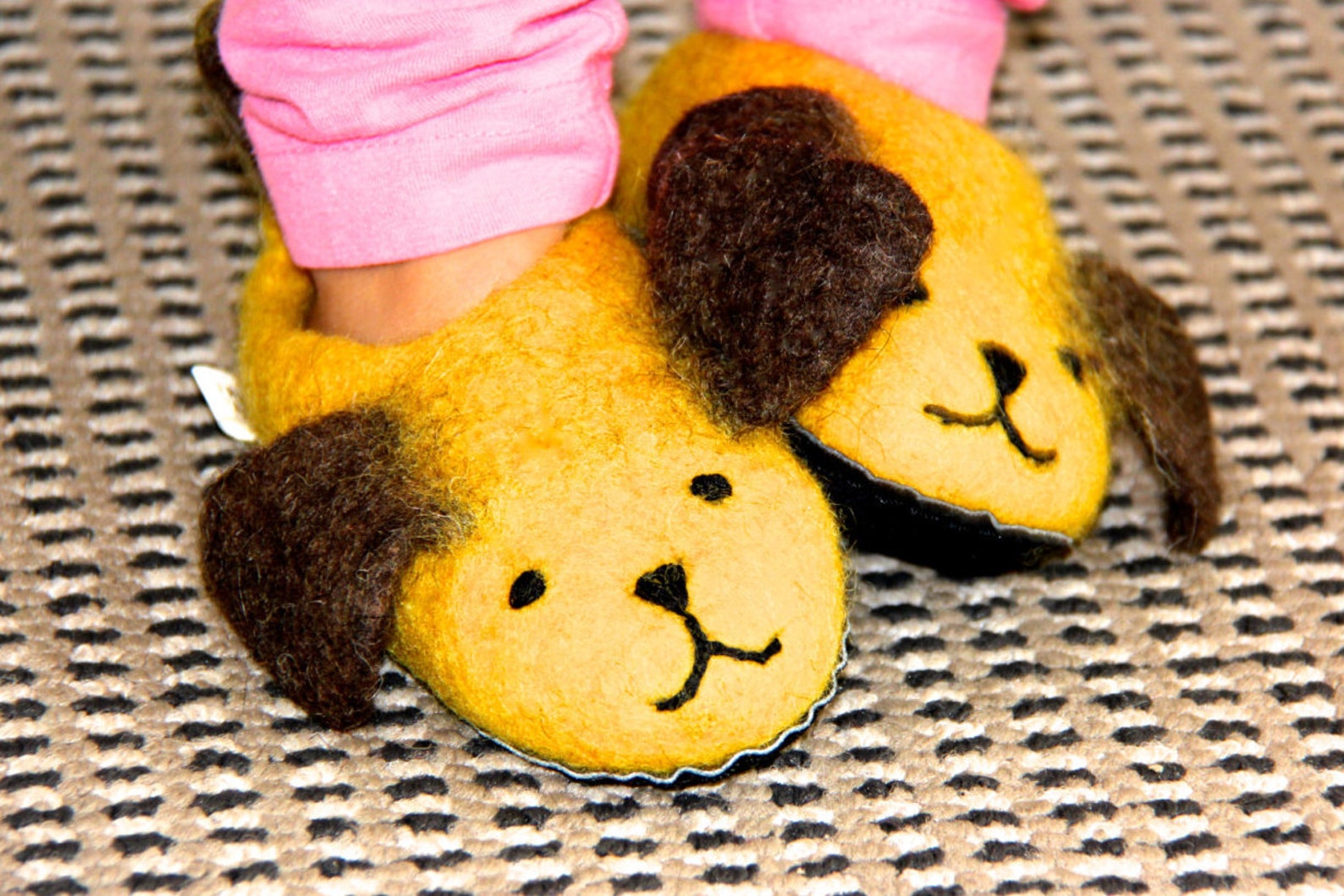 Handmade children's dog slippers made from merino wool US Etsy