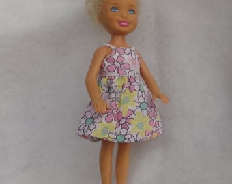 Chelsea doll clothing - Dress - Outfit in cotton fabric for Chelsea doll (Barbie's sister) - 5.5' / 12 cm doll outfit