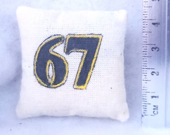 Miniatura hecha a mano escala 1:6 - Dollhouse denim miniaturas almohada / Throw Cushion - Nuevo