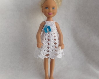 Chelsea doll clothing - Dress - Outfit in crochet lace for Chelsea doll (Barbie's sister) - 5.5' / 12 cm doll outfit