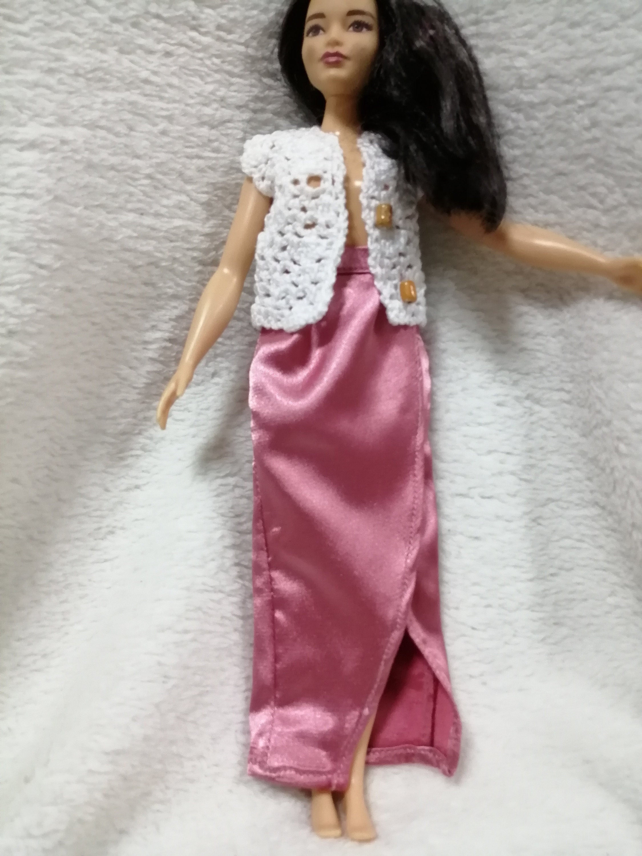 Barbie - Robe courte côtelée à slogan strassé