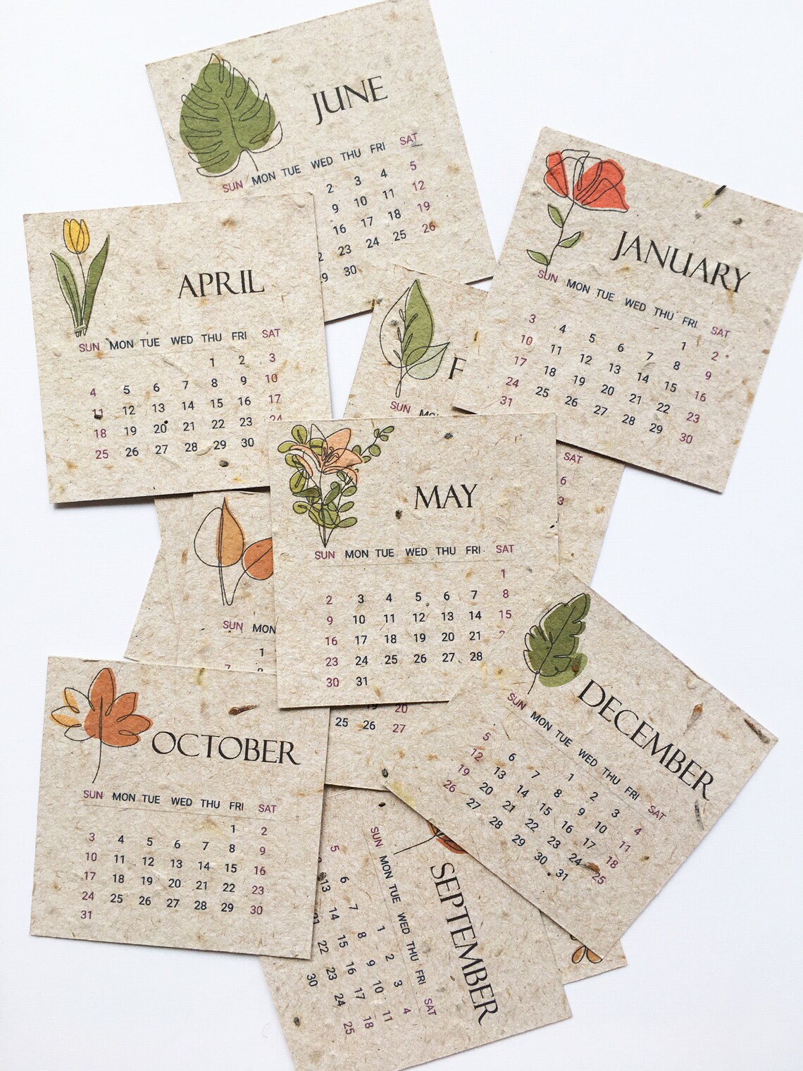 Plantable 2023 Calendar Seed Paper Handmade Recycled Etsy