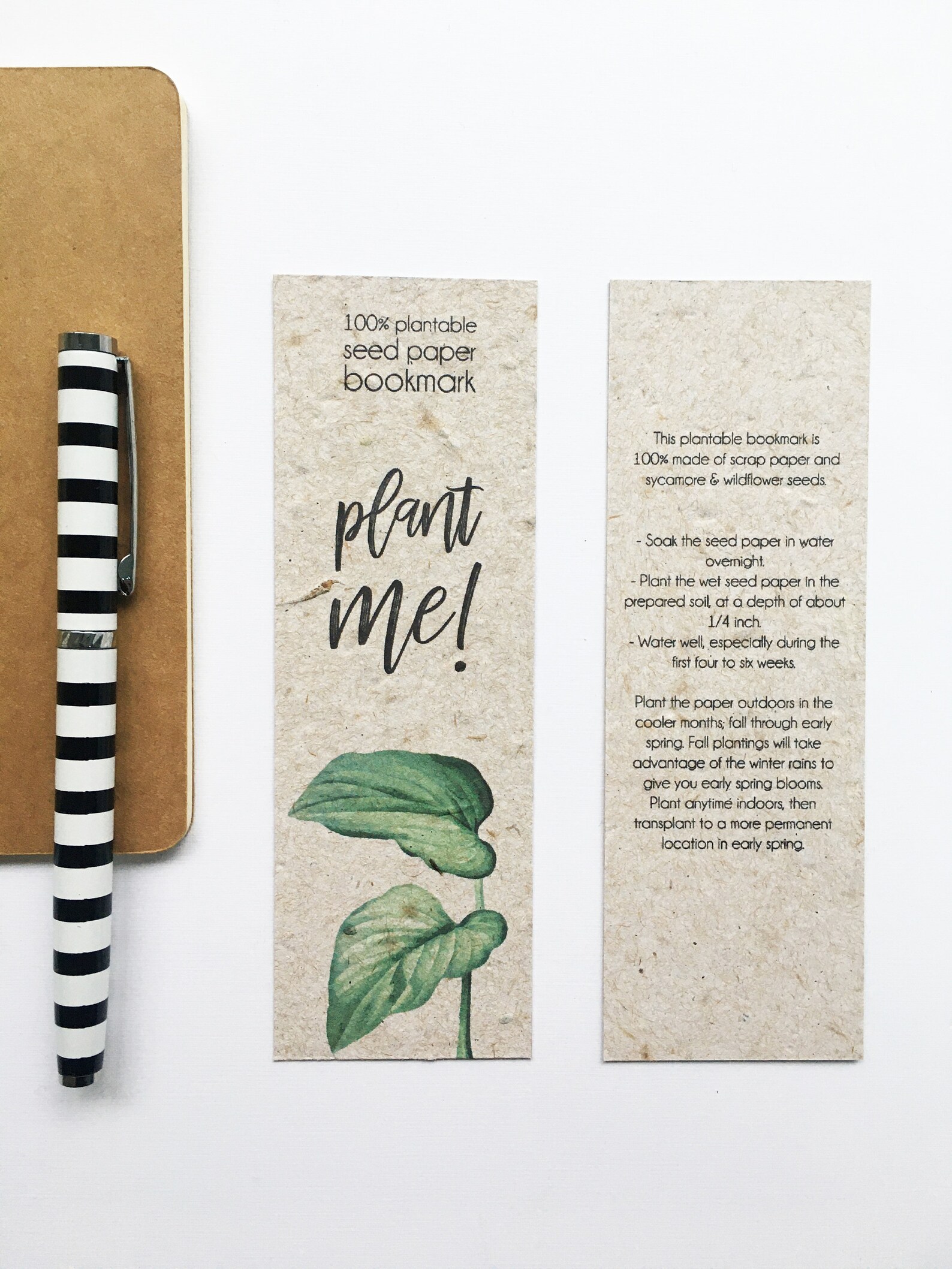 Seed Paper Plantable Bookmark Handmade Recycled Etsy