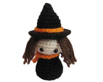 Modèle Amigurumi facile - Poupée de sorcière, modèle de crochet, modèle de citrouille, poupée d'Halloween