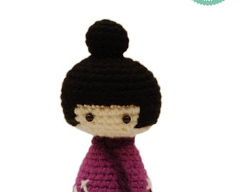 Modèle Amigurumi facile - Poupée Kokeshi, Modèle au crochet, Poupée japonaise