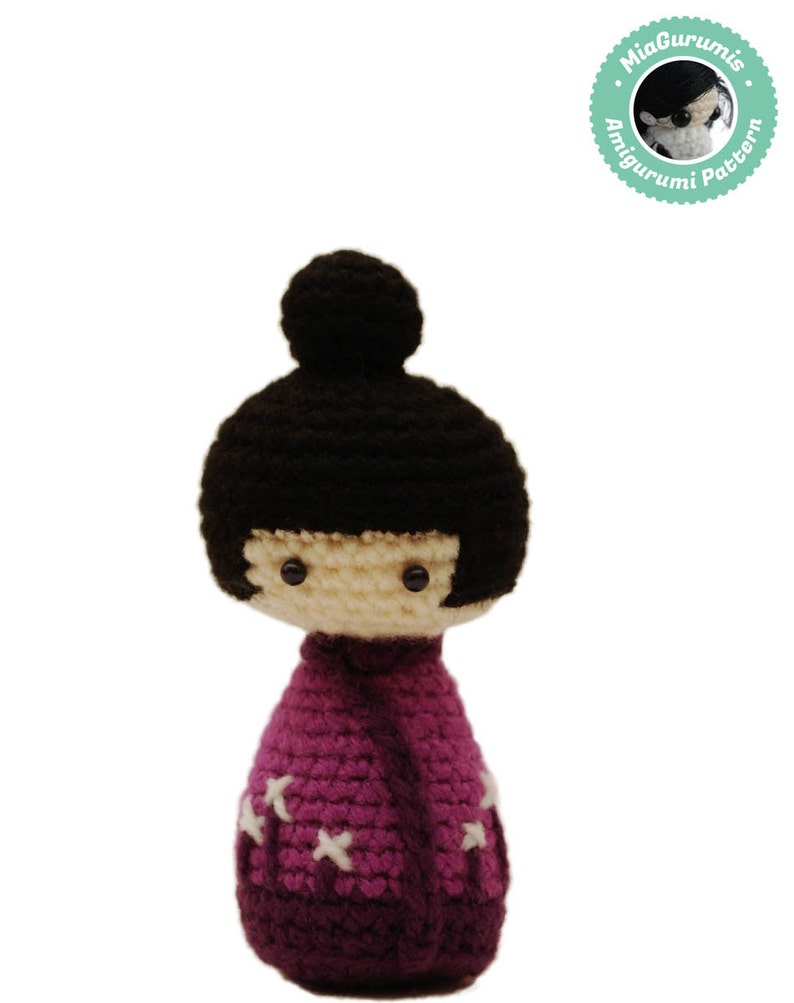 Easy Amigurumi Pattern Kokeshi Doll, Crochet Pattern, Japanese Doll image 1