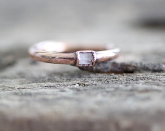 Pink Tourmaline Copper ring, electroformed raw crystal band, October birthstone sustainable gift for women