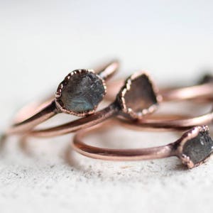 Italian Coral Ring Copper Ring Electroformed Square Gemstone Ring Copper Jewelry Ball Ring