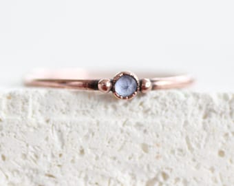 Tanzanite ring thin Copper ring, electroformed December birthstone gift for women, sustainable copper jewelry