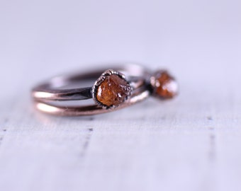 January birthstone ring Triple Garnet copper electroformed ring