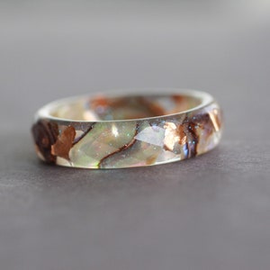 Abalone Shell Ring, Resin Ring with Abalone Shell, copper flakes and stardust, organic ring, nature inspired jewelry for women image 6