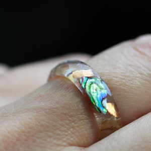 Abalone Shell Ring, Resin Ring with Abalone Shell, copper flakes and stardust, organic ring, nature inspired jewelry for women image 5