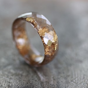 Resin Ring &quot;Gold&quot;, Wide band ring for couple, unique birthday gift for Men and Women, handmade resin jewelry