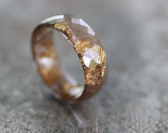 Resin Ring "Gold", Wide band ring for couple, unique birthday gift for Men and Women, handmade resin jewelry