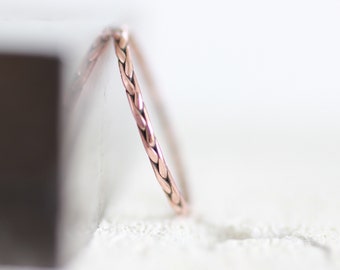 Thin Braided copper ring, simple dainty elegant wedding band ring, 7th anniversary gift, sustainable jewelry