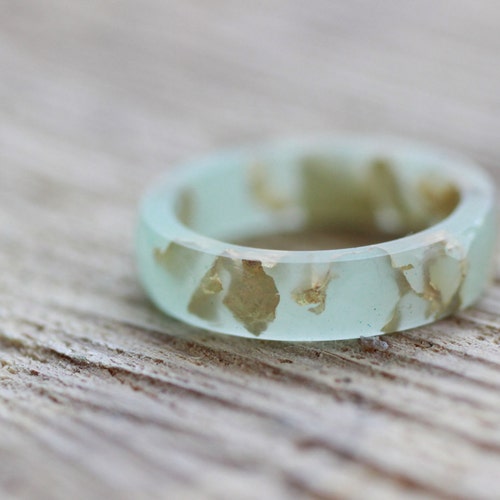 Aqua Resin Faceted Ring With Copper Flakes Hypoallergenic Etsy