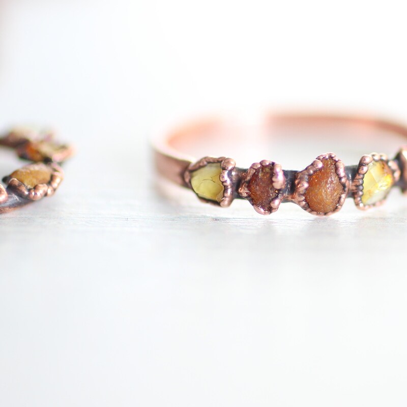 Hammered Square Baltic Amber Ring main image 1