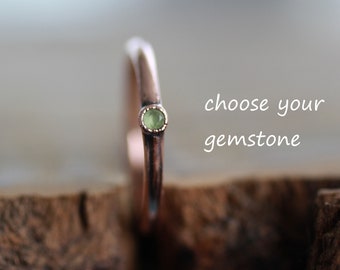 Birthstone copper ring, electroformed gemstone band ring, handmade copper jewelry sustainable gift for women