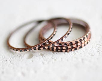 Copper ring, thin stacking band ring 1 mm, artisan 7th anniversary jewelry, sustainable gift for men and women
