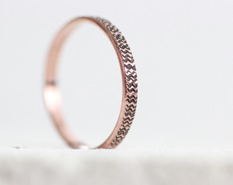 Copper ring band, Wave ring, 7th anniversary gift, sustainable copper jewelry, handmade gift for men & women