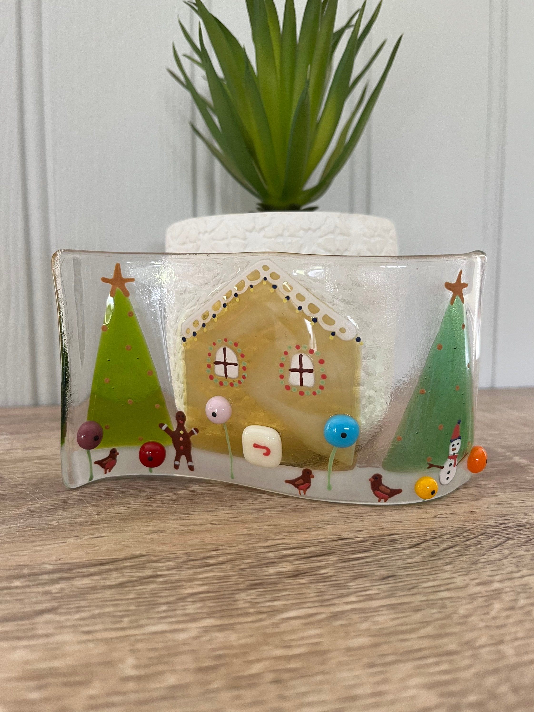 Fused Glass Gingerbread House Christmas Decoration Fused Etsy UK
