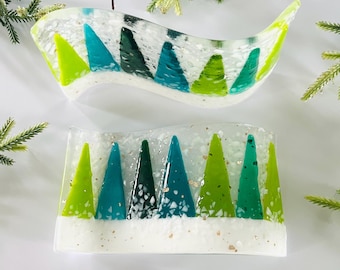 Árbol de Navidad de vidrio fundido con forma de ola: decoración artesanal de Cornualles