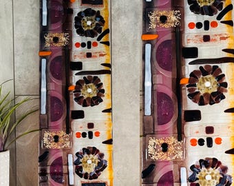 Stunning autumn inspired Fused Glass Contemporary Art wall Pannel - Cornish fused glass, fused glass cornwall