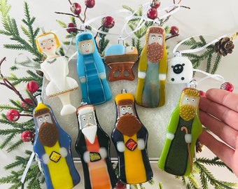 Fused Glass Nativity Christmas decoration box set. Christmas tree decoration, Christmas decor, fused glass cornwall